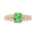 thumbnail image 1 of 2.45 ct Emerald Cut Simulated Green Diamond Solitaire with Simulated Diamond Accents 18K Rose Gold Womens Engagement Ring, 1 of 5