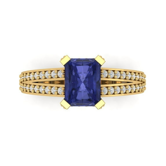 Clara Pucci 14K Yellow Gold 2.45ct Tanzanite Solitaire with Accents Ring
