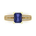 thumbnail image 1 of 2.45 ct Emerald Cut Simulated Tanzanite Solitaire with Accents Engagement Ring for Women in 18K Yellow Gold, 1 of 5