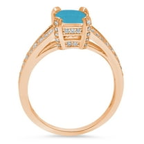 2.45 ct Emerald Cut Simulated Turquoise Solitaire with Accents Engagement Ring for Women in 14K Rose Gold