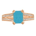 thumbnail image 1 of 2.45 ct Emerald Cut Simulated Turquoise Solitaire with Simulated Diamond Accents 18K Rose Gold Womens Engagement Ring, 1 of 4