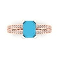 thumbnail image 1 of 2.45 ctw Solitaire with Zirconia Diamond Accents Anniversary Ring for Women | Emerald Cut Simulated Turquoise | Hyperallergenic Solid 18K Rose Gold, 1 of 5