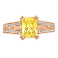 thumbnail image 1 of 2.45 ct Emerald Cut Simulated Yellow Diamond Solitaire with Simulated Diamond Accents 18K Rose Gold Womens Engagement Ring, 1 of 4