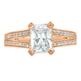 thumbnail image 1 of 2.45 ct Emerald Cut White Sapphire Solitaire with Simulated Diamond Accents 14K Rose Gold Womens Engagement Ring, 1 of 5