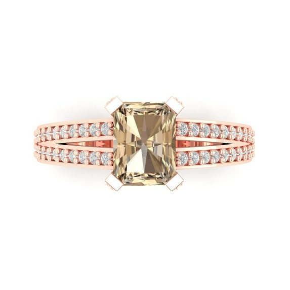 Clara Pucci 14K Rose Gold 2.45ct YellowMoissanite Solitaire with Accents