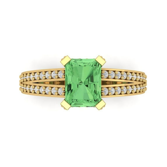 Solitaire with Accents Engagement Ring for Women - 2.45ct Simulated Green Diamond in 14K Yellow Gold Promise Ring