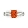 thumbnail image 1 of Clara Pucci 14K White Gold Solid Gold Red Solitaire with Accents Anniversary Ring for Women - 2.35 cttw Emerald Cut, 1 of 8
