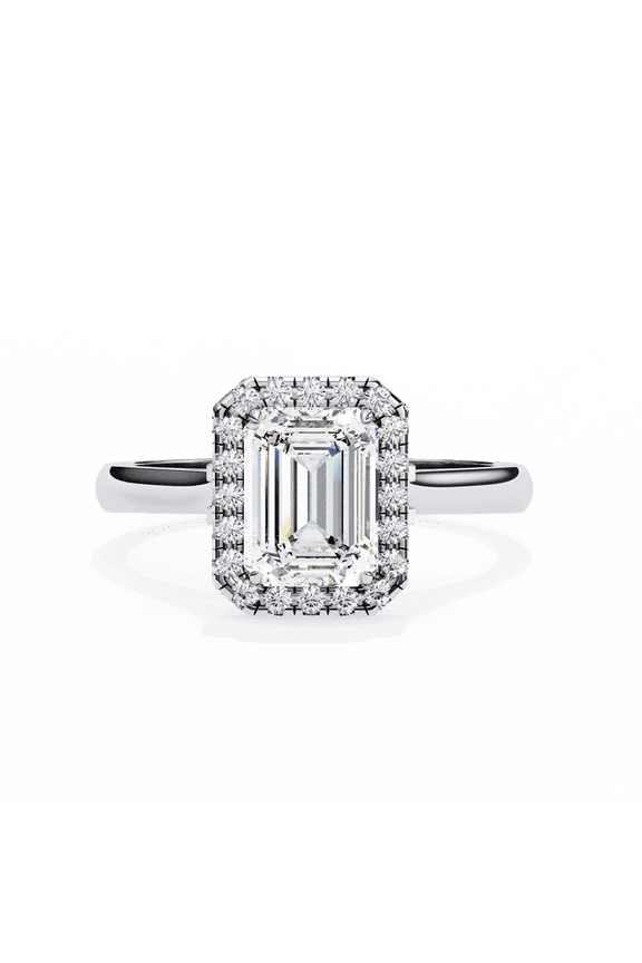 2.47 CT Radiant Cut CVD Diamond Halo Setting Wedding Ring, Solitaire Engagement Ring, Anniversary Promise Ring, 18k Gold Gift Ring For Her