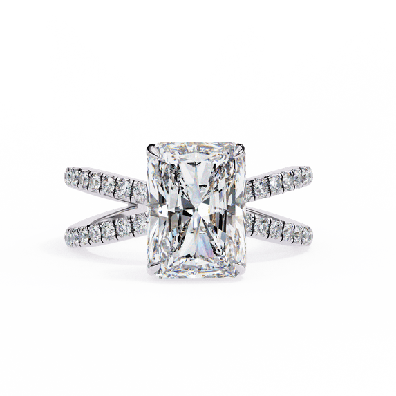 2.47 CT Radiant Cut Lab Grown Diamond Wedding Ring, Split Shank ...