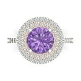 thumbnail image 1 of Halo Engagement Ring for Women - 2.6ct Simulated Alexandrite in 14K White/Rose Gold Promise Ring, 1 of 6