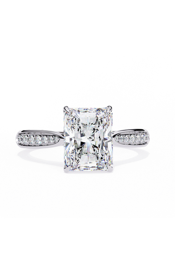 2.47CT Radiant Cut IGI Certified Lab Created Diamond 10k White Gold With CVD Diamond Wedding Ring, Hidden Halo Engagement Proposal Ring