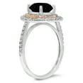 thumbnail image 1 of 2.6 ct Round Cut Natural Onyx Halo Engagement Ring for Women in 18K White/Rose Gold, 1 of 2
