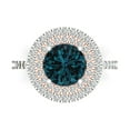 thumbnail image 1 of Clara Pucci 14K White/Rose Gold Solid Gold LondonBlueTopaz Halo Anniversary Ring for Women - 2.6 cttw Round Cut, 1 of 8