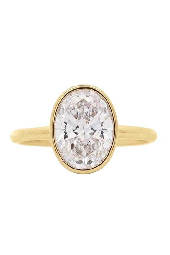 2.48 Carat Lab-Grown Diamond Bezel-Set 14k Yellow Gold Solitaire Engagement Ring