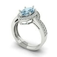 thumbnail image 1 of 2.48 ct Brilliant Marquise Cut Natural Aquamarine 14k White Gold Halo Solitaire with Accents Engagement Bridal Wedding Ring Band Set size 6, 1 of 7