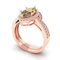 thumbnail image 1 of 2.48 ct Brilliant Marquise Cut Champagne 18K Rose Gold Halo Solitaire with Accents Engagement Bridal Wedding Ring Band Set size 9.75, 1 of 7