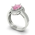 thumbnail image 1 of 2.48 ct Brilliant Marquise Cut Pink Zircon 14k White Gold Halo Solitaire with Accents Engagement Bridal Wedding Ring Band Set size 6, 1 of 7