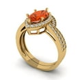 thumbnail image 1 of 2.48 ct Brilliant Marquise Cut Red Zircon 14k Yellow Gold Halo Solitaire with Accents Engagement Bridal Wedding Ring Band Set size 3.75, 1 of 7