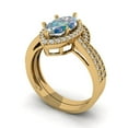 thumbnail image 1 of 2.48 ct Brilliant Marquise Cut Blue Moissanite 14k Yellow Gold Halo Solitaire with Accents Engagement Bridal Wedding Ring Band Set size 7, 1 of 7