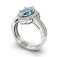 thumbnail image 1 of 2.48 ct Brilliant Marquise Cut Blue Moissanite 18K White Gold Halo Solitaire with Accents Engagement Bridal Wedding Ring Band Set size 5.5, 1 of 7