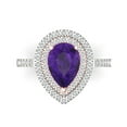 thumbnail image 1 of 2.48 ct Pear Cut Natural Amethyst with Simulated Diamond Halo Accents 18K White/Rose Gold Womens Engagement Ring, 1 of 5