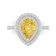 thumbnail image 1 of 2.48 ct Pear Cut Natural Citrine with Simulated Diamond Halo Accents 18K White/Rose Gold Womens Engagement Ring, 1 of 5