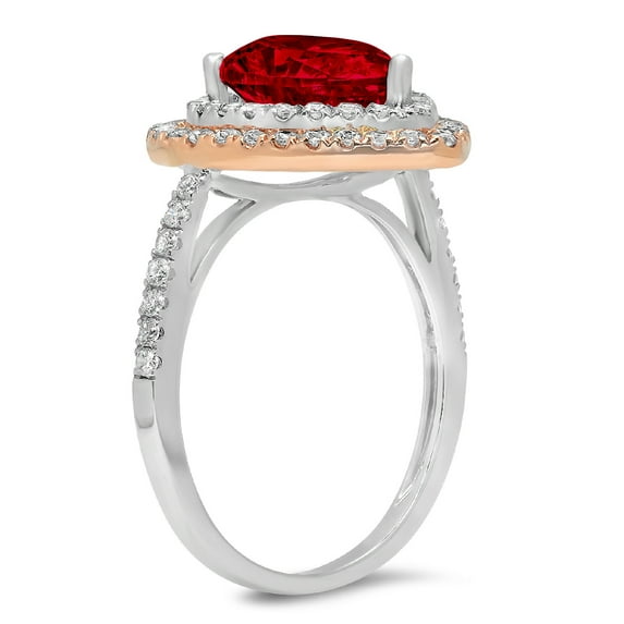 2.48 ct Pear Cut Natural Garnet Halo Engagement Ring for Women in 14K White/Rose Gold