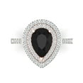 thumbnail image 1 of 2.48 ctw with Simulated Diamond Halo Accents Anniversary Ring for Women | Pear Cut Natural Onyx | Hyperallergenic Solid 18K White/Rose Gold, 1 of 5