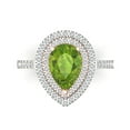 thumbnail image 1 of 2.48 ctw with Simulated Diamond Halo Accents Anniversary Ring for Women | Pear Cut Natural Peridot | Hyperallergenic Solid 14K White/Rose Gold, 1 of 5