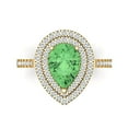 thumbnail image 1 of 2.48 ct Pear Cut Simulated Green Diamond with Simulated Diamond Halo Accents 18K Yellow Gold Womens Engagement Ring, 1 of 6