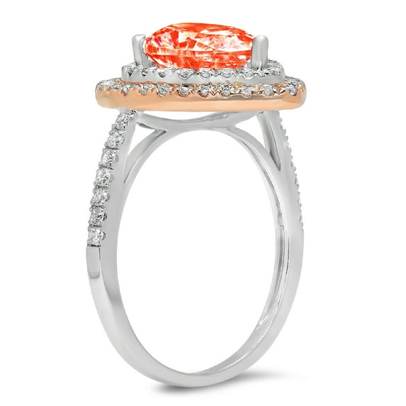 2.48 ct Pear Cut Simulated Red Diamond Halo Engagement Ring for Women in 18K White/Rose Gold