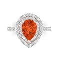 thumbnail image 1 of Clara Pucci 14K White/Rose Gold Solid Gold Red Halo Anniversary Ring for Women - 2.48 cttw Pear Cut, 1 of 7