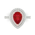thumbnail image 1 of Clara Pucci 14K White/Rose Gold Solid Gold Ruby Halo Anniversary Ring for Women - 2.48 cttw Pear Cut, 1 of 7