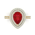 thumbnail image 1 of 2.48 ct Pear Cut Simulated Ruby with Simulated Diamond Halo Accents 14K Yellow Gold Womens Engagement Ring, 1 of 5