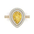 thumbnail image 1 of 2.48 ct Pear Cut Simulated Yellow Diamond with Simulated Diamond Halo Accents 18K Yellow Gold Womens Engagement Ring, 1 of 5