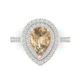 thumbnail image 1 of 2.48 ctw with Simulated Diamond Halo Accents Anniversary Ring for Women | Pear Cut Yellow Moissanite | Hyperallergenic Solid 18K White/Rose Gold, 1 of 5