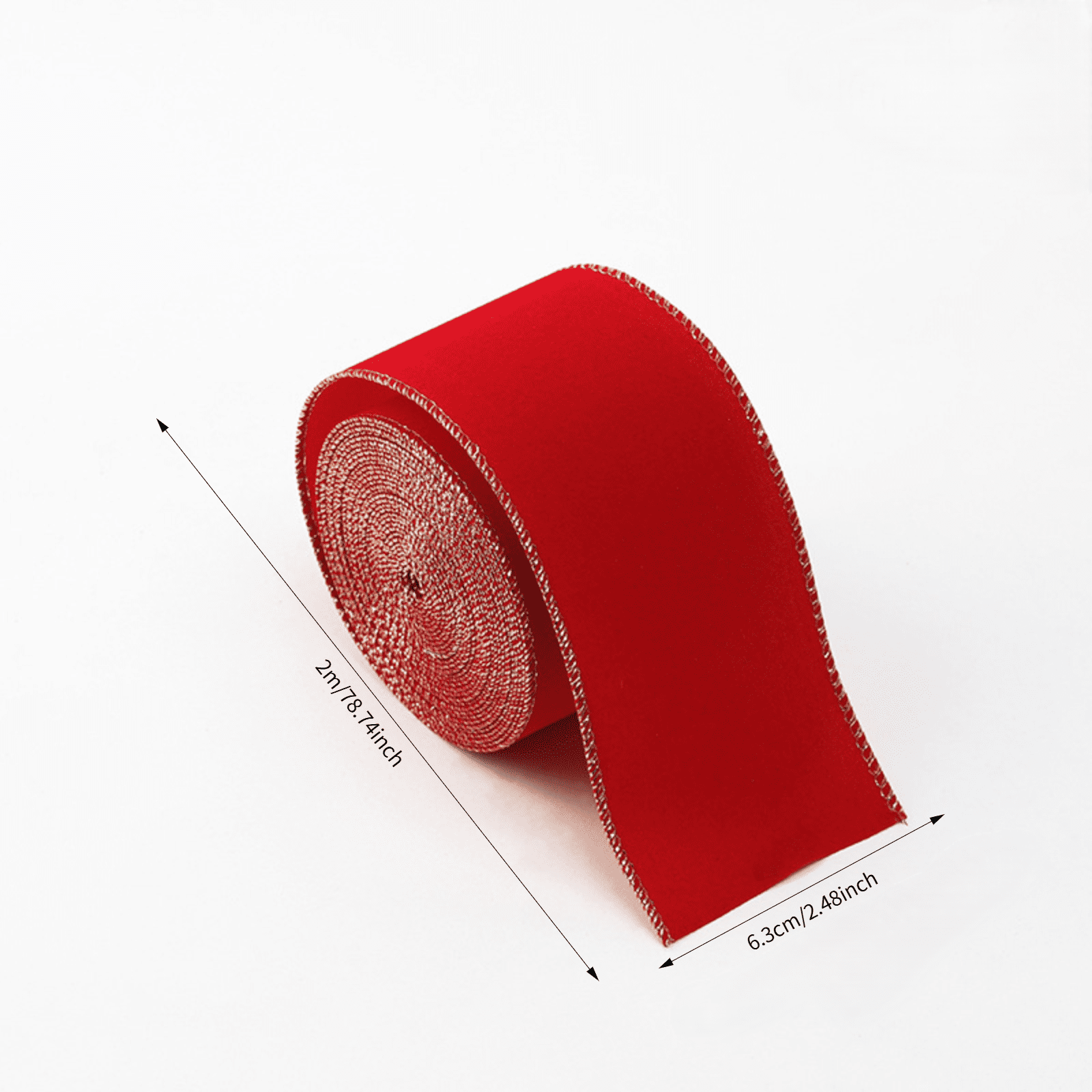 2.48 in Red Velvet Ribbon Christmas Decorations Essential, Wide Wire ...