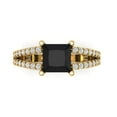 thumbnail image 1 of 2.48ct Princess Cut Black Natural Onyx 14k Yellow Gold Engraving Statement Bridal Wedding Designer Ring Size 4, 1 of 5