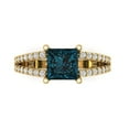 thumbnail image 1 of 2.48ct Princess Cut Blue Natural London Blue Topaz 18k Yellow Gold Engraving Statement Bridal Wedding Designer Ring Size 7, 1 of 5