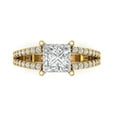 thumbnail image 1 of 2.48ct Princess Cut Clear Moissanite 18k Yellow Gold Engraving Statement Bridal Wedding Designer Ring Size 7, 1 of 5