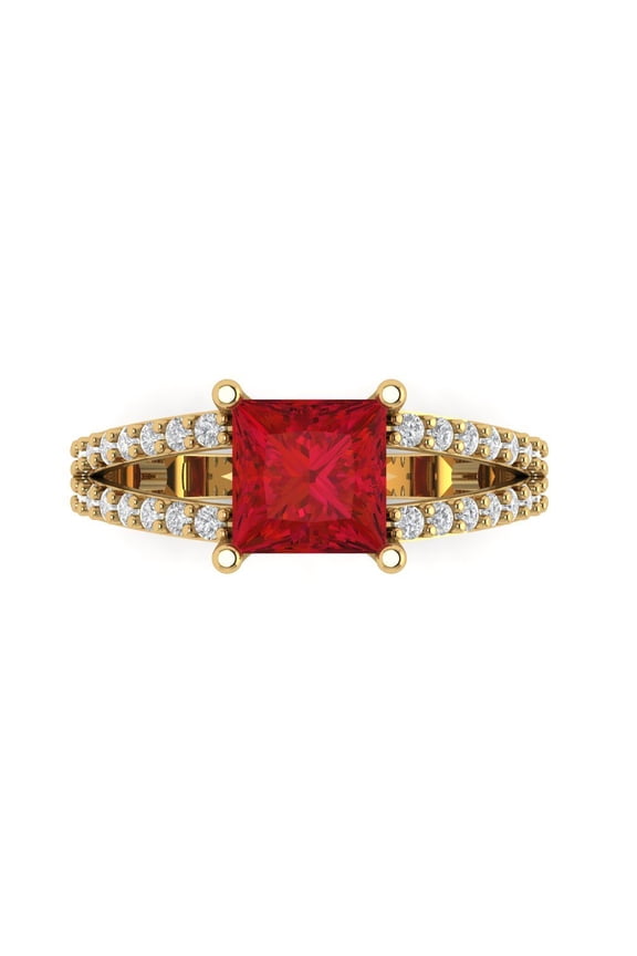 2.48 tcw Simulated Pink Tourmaline Cocktail Fashion Ring for Women, 14K Yellow Gold