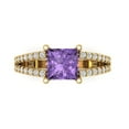 thumbnail image 1 of 2.48ct Princess Cut Purple Alexandrite 14k Yellow Gold Engraving Statement Bridal Wedding Designer Ring Size 11, 1 of 5
