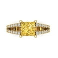 thumbnail image 1 of 2.48ct Princess Cut Yellow Crystal 14k Yellow Gold Engraving Statement Bridal Wedding Designer Ring Size 11, 1 of 5