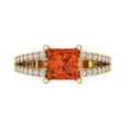 thumbnail image 1 of Clara Pucci 14K Yellow Gold Solid Gold Red Solitaire with Accents Anniversary Ring for Women - 2.48 cttw Princess Cut, 1 of 8