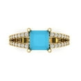 thumbnail image 1 of 2.48ct princess cut turquoise 14k yellow gold Bridal Wedding Engagement Promise Anniversary Ring for Women size 4.5, 1 of 8