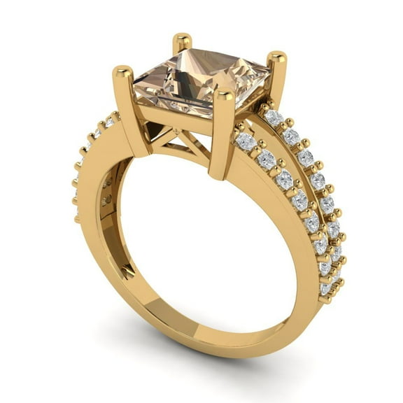 2.48ct princess cut yellow moissanite 18k yellow gold Bridal Wedding Engagement Promise Anniversary Ring for Women size 9