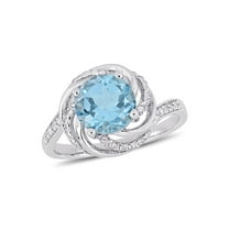 2.49 Carat (Ctw) Blue and White Topaz Swirl Ring in Sterling Silver for Women