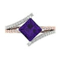 thumbnail image 1 of Solitaire with Accents Engagement Ring for Women - 2.3075ct Natural Amethyst in 18K White/Rose Gold Promise Ring, 1 of 6