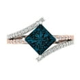 thumbnail image 1 of 2.3075 ct Princess Cut Natural London Blue Topaz Solitaire with Simulated Diamond Accents 18K White/Rose Gold Womens Engagement Ring, 1 of 5