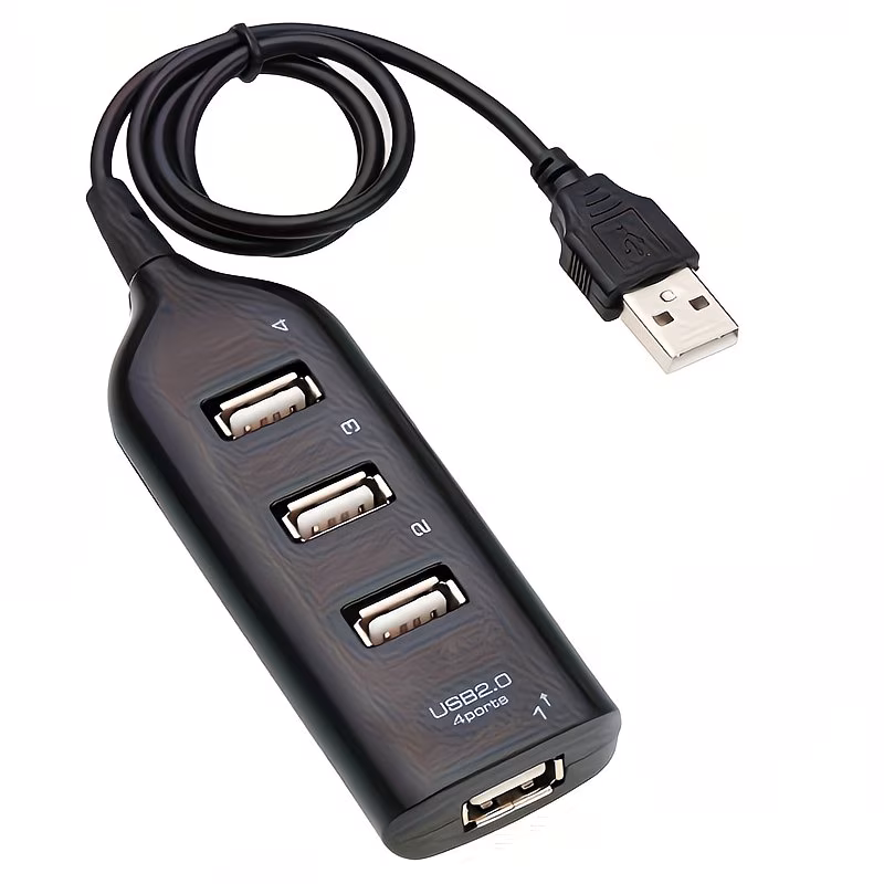 2.4A 4 Port Power Strip Hub, Multiple AC Outlets and USB Charging Ports, Compact Desktop Charging Station for Home Office Travel, Surge Protection Power Strip with 5ft Cord